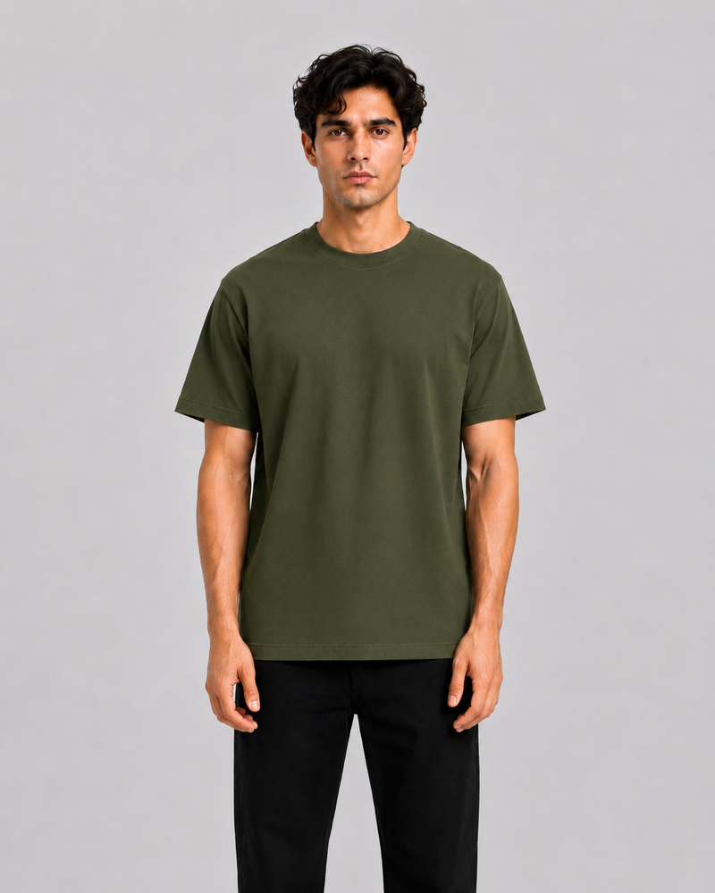 Basic Round Neck Tee - Green