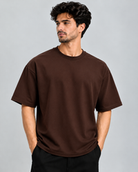 Plain Oversized Dropshoulder Tshirt-Brown